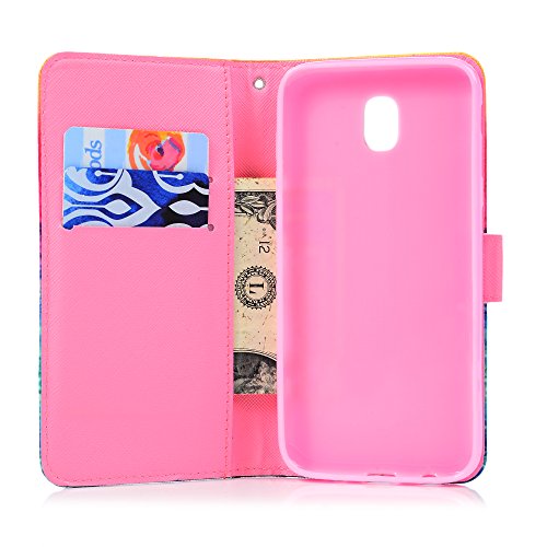 Funda para Samsung Galaxy J7 2017 Libro con Tapa  YOKIRIN Carcasa TPU Silicona Suave Leather Cuero Impresi  n Soporte con Cierre magn  tico Billetera Ranura de Tarjeta - Totem flor