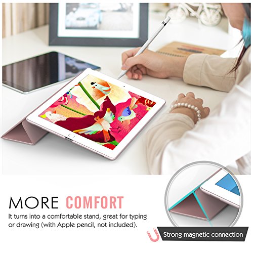 MoKo Hülle für iPad Pro 12.9 – Ultra Lightweight Slim PU Leder Tasche Schutzhülle Schale Smart Shell Case mit Auto Schlaf / Wach Funktion und Standfunktion für Apple iPad Pro 12.9 Zoll Tablet, Rose Gold - 5