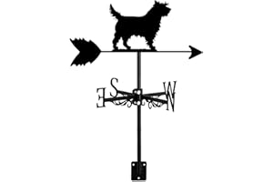 ANCNA-U Girouette en métal en forme de petit chien, indicateur de direction du vent, accessoires de décoration de toit pour jardin, terrasse, cour, cairn terrier