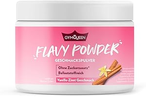 GymQueen Flavy Powder 200g, Sabor Vainilla y Canela Flavour Powder, reducido en calorías, saborizante en polvo para endulzar, hornear y refinar alimentos y bebidas, rico en fibra