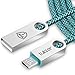 Tukzer Micro-USB to USB Cable Zinc Alloy-Nylon Braided (4 Feet/ 1.2 Meter) - High Speed, Quick Charge 2.4 Amp & Data Sync (Chevron Blue) RS.339.00