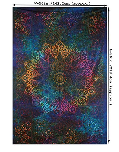 Tapisserie Twin Blue Tie Dye Bohemian Elephant Star Mandala Wandbehang Boho Hippie Strand Überwurf Vorhang - 5