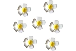 QUUPY Lot de 12 pinces à cheveux en mousse de 6 cm avec fleur de plumeria hawaïenne - Pour mariage, fête, plage, décoration - Jaune