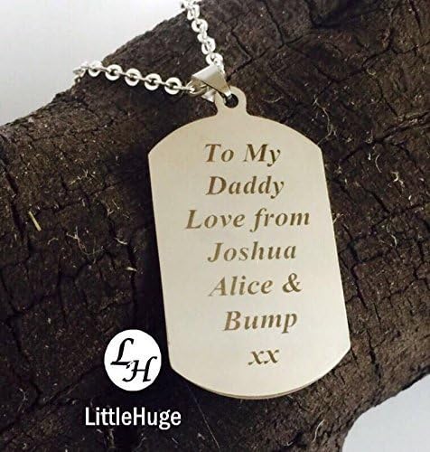 Personalised father dad dadd Gift man Valentine lover keepsake Heart dog tag