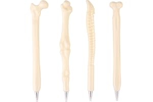 LINAERSHAO 4 Stück Neuheit Knochen Kugelschreiber,Slivercolor Knochen Design Form Schwarz Tinte Kugelschreiber,Neuheit Knochen Design Ballpiont für Krankenschwester Doktor Künstler Büro Briefpapier Geschenk