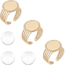 16 Bagues Vierges Réglables En Acier Inoxydable 304 - Supports à Cabochon 6 Mm - Pour Création Bijoux DIY