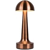 ROBEVE Şarjlı Dokunmatik Metal Masa Lambası Bronz Red | 3 Renk Işık, Ayarlanabilir Parlaklık, Kablosuz LED Gece Lambası | Ev,