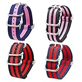 FERZA Home Ersatzarmband aus Nylon mit rostfreien Ringen 4er Pack (Color : Red, Size : 18mm)