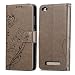 Produktbild HUDDU Grau Schutzhülle für Xiaomi Redmi 4A Hülle Schmetterling Embossed Flip Handyhülle Slim Leder Tasche Wallet Case Cover Ledertasche im Bookstyle mit Kartenfach Magnetverschluss Stand Wrist Strap Brieftasche Etui Handytaschen für Xiaomi Redmi 4A Klapphülle