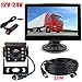 Price comparison product image HUACANG 4Pin Car Backup Camera Parking Assistance System, 12V-24V 5" TFT LCD HD Color Rear View Monitor + 8 IR LEDs Night Vision Waterproof Reversing Reverse Camera