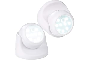 ‎LUMINEA Luminea Bewegungsmelder Batterie: 2er-Set kabellose LED-Strahler, Bewegungssensor, 360° drehbar,100 lm (Bewegungsmelder innen mit Batterie, Lampe mit, Bewegungsmeldern)