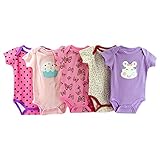 Material: Baumwolle BOZEVON Set (5pcs) Baby Strampler 100% Baumwolle Babystrampler Kurze Ärmel Nachtwäsche Strampelanzug Junge Mädchen
