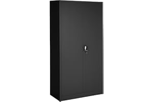 TecTake 800633 Armario archivador con Cierre de Seguridad y 6 Compartimientos + Barra ropero, Mueble archivador metálico para