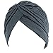 Produktbild KingNew Unisex indischen dehnbar Turban Hat Haar Kopf Wrap Gap Headwrap Schal Sleep Cap, Navy Blau