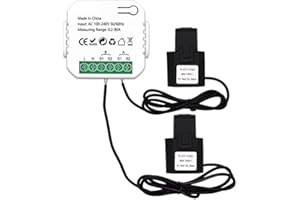 Fowecry Compteur D'Énergie Tuya Smart ZigBee 2 Voies Bidirectionnel avec Pince de Capteur de Courant App Moniteur Puissance 100-240VAC, 2 Canaux 2CT