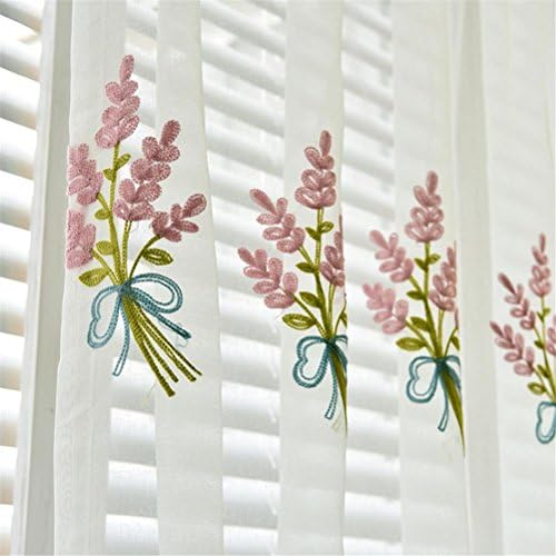 WERM® Tulle curtains Embroidery Window curtains Simple for Living Room Bedroom Bay Eindow Balcony Curtain 1PCS , width 250*, high 260, hook a piece , pink