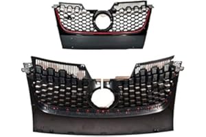 ‎DM AUTOTEILE DM Autoteile Golf 5 V GTI Frontgrill Kühlergrill Wabengrill ABS für Emblem +Rote Leiste
