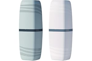 Jadin Estuche Cepillo Dientes, 2 Piezas Taza de Cepillo de Dientes, Caja de Cepillo de Dientes para Viajes de Campamento, Viajes de Negocios, hogar, Escuela (Verde + Blanco)