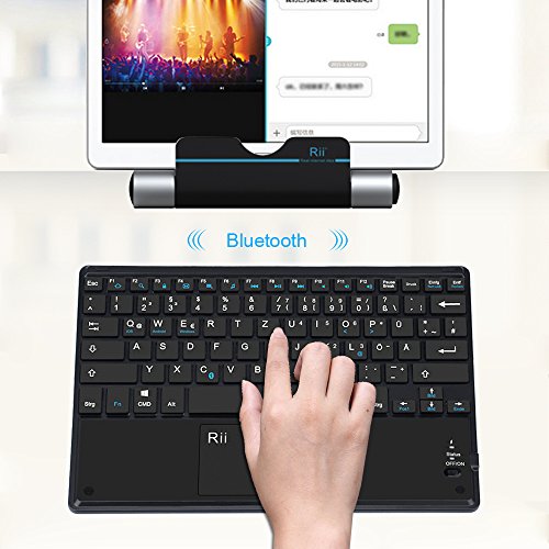 Rii Sehr Dünne Bluetooth 3.0 Kabellose Tastatur (Deutsches QWERTZ Layout) für Apple und PC , Windows 7 + 8,Linux,Mac OS X,Notebook,Laptop,Netbook,Mac Book,Tablets,Apple iPad,Samsung Galaxy Tab2,Galaxy Note,Smart Phones,Android,Iphone - 4