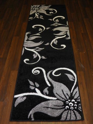 Runner 60x220cm Approx 8x2 Silver/Black Rugs