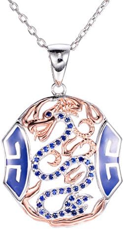 Hutang Jewelry New Fashion Enamel &amp; Sapphire Pendant 925 Sterling Silver Necklace