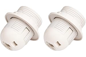 4MIU 2 Pcs E27 Lamp Holder White Plastic Shell Light Socket Threaded Lamp Socket Replacement Medium Base Lamp Parts with Lamp Shade Ring for Table Lamp Floor Lamp Light Fixture VDE CE Edison