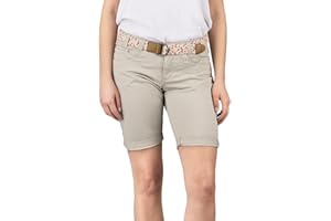 DENIMFY Bermuda Pantaloncini da donna con cintura, vestibilità normale, DFPia, pantaloni corti chino, estivi, in tinta unita, bianco, beige, rosa, blu, oliva, blu navy, S, M, L, XL, XXL