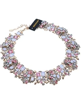 Fashion bunt perlen Kristall Strass Halsband Anhaenger Halskette Statement-Kette
