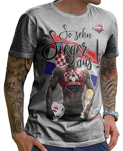Stylotex Herren T-Shirt Basic So sehn Sieger aus Guy Croatia Hrvatska Kroatien, Farbe:heather;Größe:L