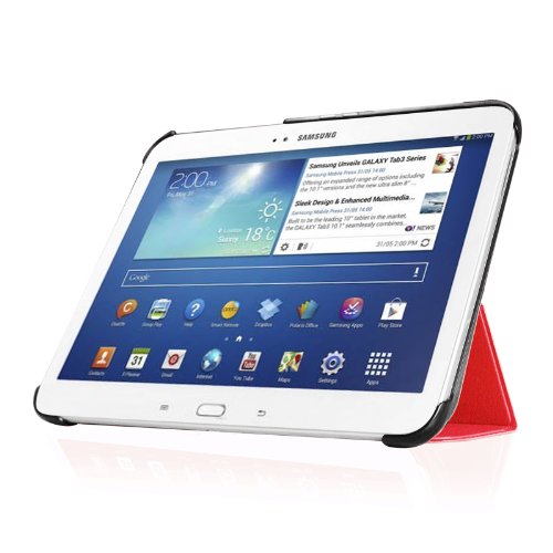 Fintie Samsung Galaxy Tab 3 10.1 Hülle Case – Ultra Slim Lightweight superleicht Ständer Smart Shell Cover Schutzhülle Tasche Etui mit Auto Sleep Wake up für Samsung Galaxy Tab 3 (10,1 Zoll) P5200 / P5210, Rot - 4