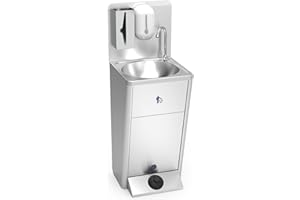 Express Water Silver Plus, Évier Portable Autonome Transportable, avec Réservoir d'Eau, en Acier Inoxydable, avec Commande à Pédale, Certifié, Complet avec Accessoires