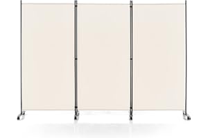 Multigot 1/3/4/6 Panel Room Divider, Folding Wall Privacy Screen Protector, Movable Partition Privacy Separator for Living Room Bedroom Office (White, 3 Panels: 260 x 30 x 180cm)