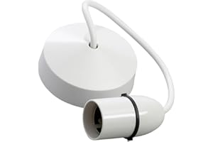 AAIZZ Light Fittings Ceilings Pendant Bulb Holder, White Transparent 6”(150mm) 6A Plastic Ceiling Rose Pendant Light Fitting Lamp Holder for Kitchen, Living Room, Bedroom, and Dining Room (White Pack of 1)