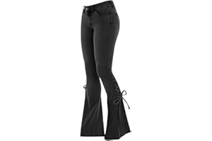 Générique Pantalon Patte D'Elephant Femme Femme Ample Jambe Droite Palazzo Pantalon Taille Haute Extensible Chic et Elegant Jeans Pantalon Décontractée Roit Pants avec Poches
