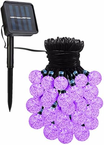 Glisteny Solar String Lights, Fairy Light Power 30 LED 6M Ball Globe Strip Bubble For Decorative Christmas Holiday Outdoor Party Purple
