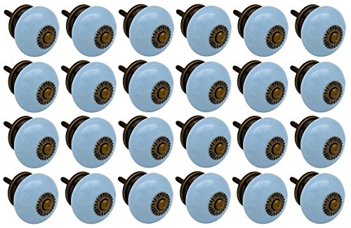 Nicola Spring Ceramic Cupboard Drawer Knobs - Blue - Pack Of 24