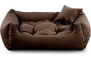 gutekissen® Cuscino per Cani in Tessuto Cuscino per Cani per Cani - Materiali durevoli e Alta qualità Neo (S - 70x55, Marrone)