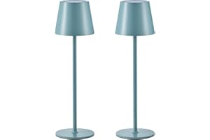 ZOEGER 2 pezzi LED dimmerabile lampada da tavolo senza fili, ricaricabile, luce calda 3000 K, lampada da tavolo per interni ed esterni, con USB-C, alluminio, IP54, impermeabile, nero