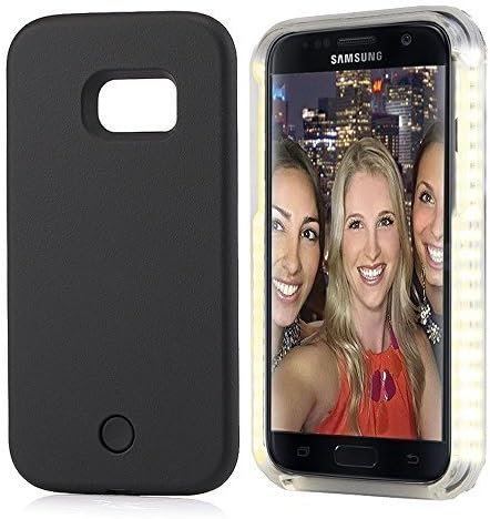 NEW LED CASE FOR SAMSUNG GALAXY S6 EDGE PLUS, White Light UP Latest Selfie Phone Case Illuminated Cell Phone Case UK SELLER (Black)