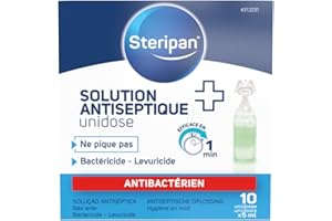 Steripan - Solution Antiseptique Unidose - Ne Pique Pas - Élimine 99,9% des Bactéries - Bactéricide et Levuricide - 10 Unidoses x5 ml