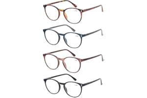 Kerecsen 4 Pack Retro Round Reading Glasses Men Women Spring Hinges Lightweight Quality Readers