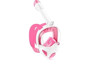 JRing Snorkeling Mask with Side Breathing System, 180° Panoramic View Full Face Diving Mask Detachable Action Camera Mount iwith Anti-Fog and Anti-Leak Snorkel Mask