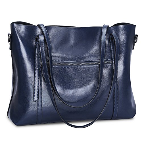 S-ZONE Damen Vintage 3-Way Echtes Leder Tote Schultertasche Handtasche Mode Handtasche Messenger Bag