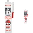 EVO-STIK Sticks Like Adhesive, All Weather, Extreme Temperature & Movement Resistant, Colour: White, Size: 290ml & Sticks Like Sh*t Adhesive, All Weather, Clear, 290ml