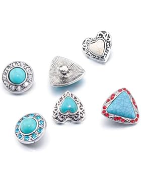 Soleebee Click Button 5.5mm Druckknöpfe Set 6 StückeTürkis-Legierung Strass Druckknöpfe Schmuck Charms