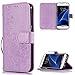 Produktbild FNBK Kompatibel mit Hülle Samsung Galaxy S7 Hülle Leder Lila Löwenzahn Blumen Handyhülle Leder Flip Wallet Cover Tasche Stand Case Card Slot Magnetverschluß Kratzfestes Schutzhülle