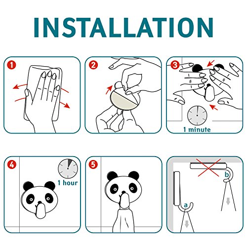 Tatkraft Panda Stark Selbstklebend Edelstahl Handtuchhaken Badezimmer Kinderzimmer 2tk - 4