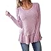 Produktbild Resplend_langarmshirt,Frauen Casual Sweatshirt Oberseite Einfarbig Rüschen Lange Ärmel Pullover Bluse