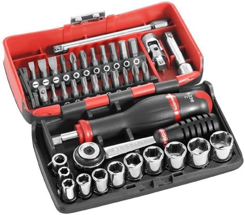 Precise Engineered Facom Ultra Compact 38 Piece 1/4" Square Drive Socket & Screwdriver Set Metric [Multi Set] - w/3yr Rescu3® Warranty