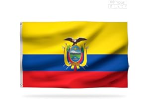 GET YOUR FLAG Bandera de Ecuador Premium 150x90cm - Bandera de Ecuador duradera y de calidad con 2 ojales de metal ¡ Siéntete orgulloso de tus colores !